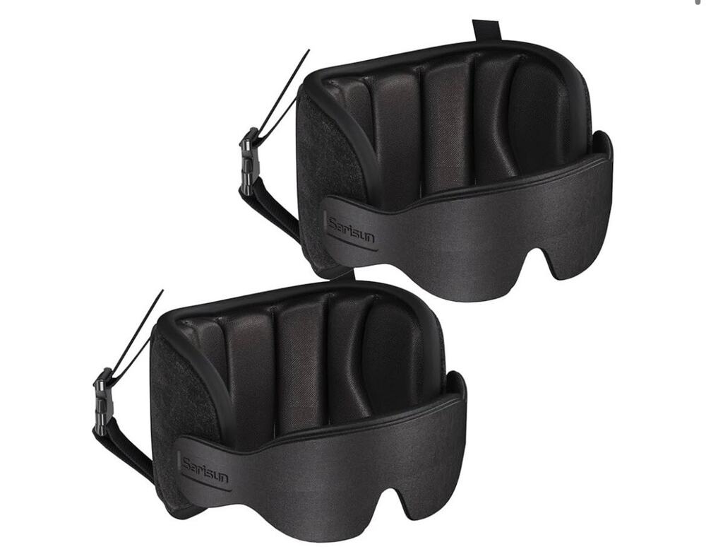 SARISUN Travel Neck Pillow for Airplanes 2pcs Memory Foam 360° Support Black